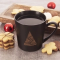 Kubek porcelanowy czarny choinka 500 ml
