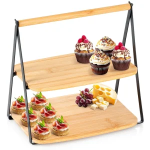 Patera bambusowa 2-piętrowa 28x20x27,5 cm