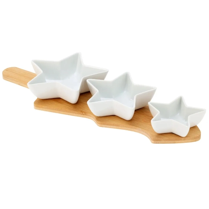 Miseczki na przekąski porcelanowe na tacy 4 el.
