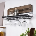 Wieszak na kieliszki, kubki, filiżanki metalowy czarny ścienny BISTRO 48x12x20 cm