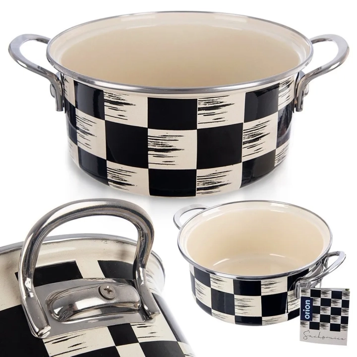 Garnek emaliowany SZACHOWNICA 20 cm, 2,2 l