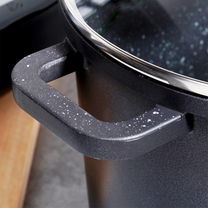 Garnek granitowy ze szklaną pokrywką wysoki GRANDE 7,6 l