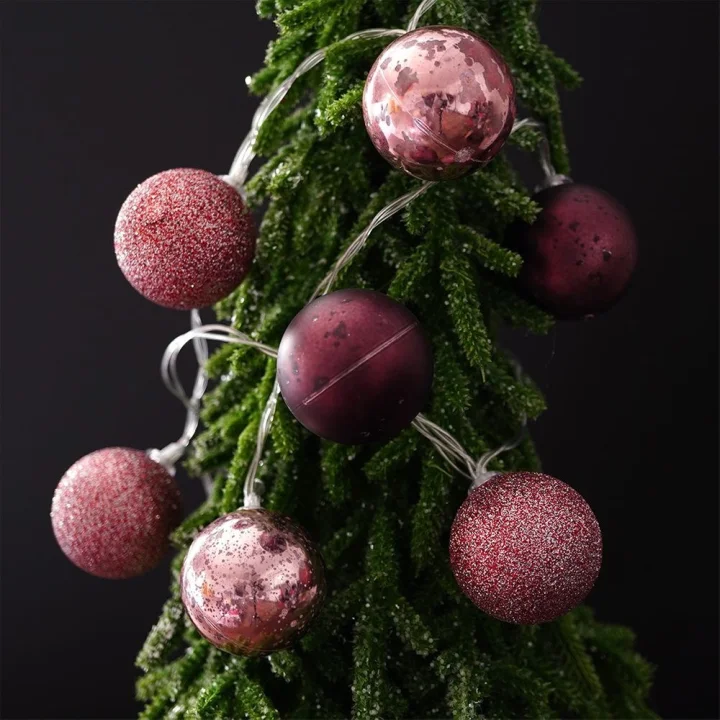 Lampki bombki świecące 10 LED fioletowe 4 cm