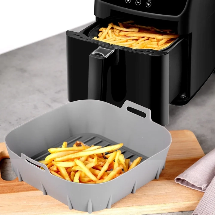 Wkład do frytkownicy Air Fryer beztłuszczowej silikonowy szary 22 cm