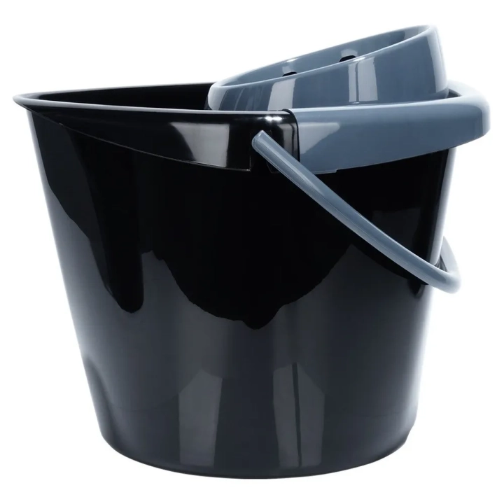 Wiadro do mopa z wyciskaczem plastikowe czarne 14 l