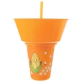 Kubek z miską na popcorn pomarańczowy 500 ml