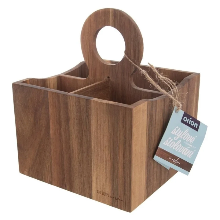 Stojak na sztućce, sosy i przyprawy drewniany WOODEN