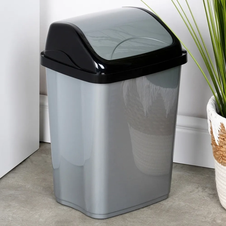 Kosz na śmieci plastikowy szary 10 l