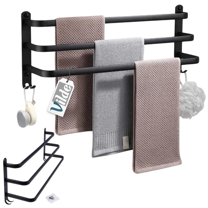 Wieszak na ręczniki aluminiowy czarny 60 cm