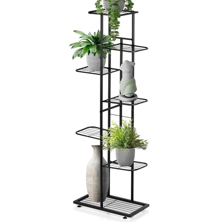 Kwietnik metalowy czarny 7-poziomowy 126 cm