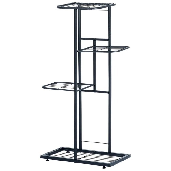 Kwietnik metalowy czarny 4-poziomowy 80 cm