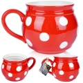 Kubek ceramiczny czerwony w grochy 950 ml
