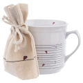 Kubek z woreczkiem ceramiczny biały SERCE 650 ml