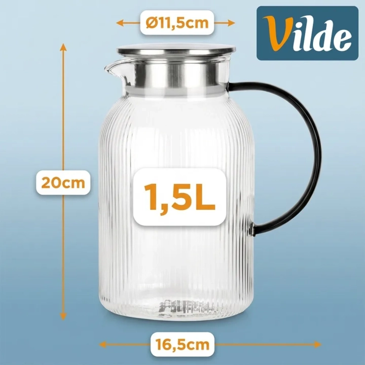 Dzbanek szklany z pokrywką 1,5 l
