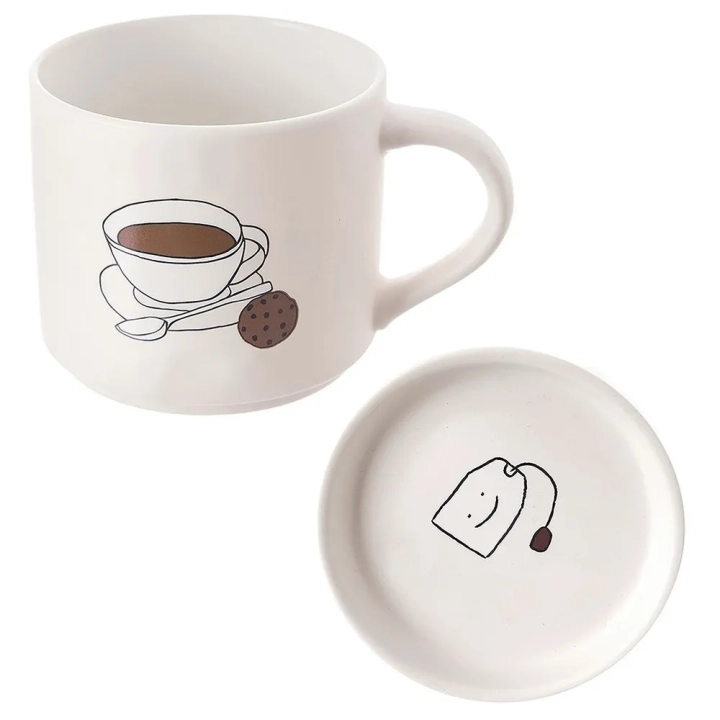 Kubek z pokrywką porcelanowy 420 ml