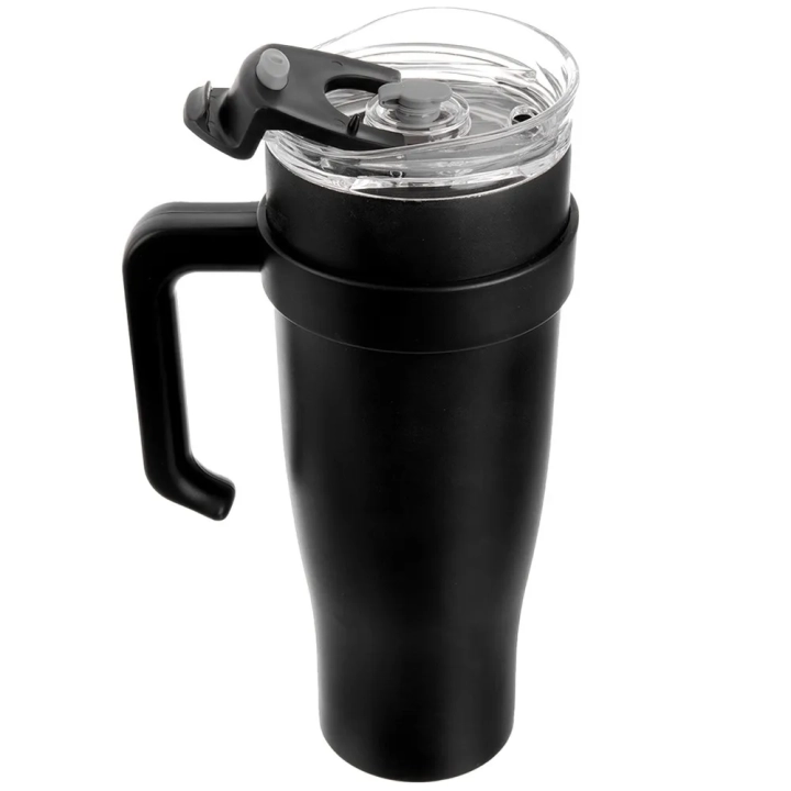 Kubek termiczny stalowy czarny z uchwytem TERMO 1,2 l
