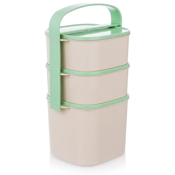 Menażka obiadowa plastikowa 3-poziomowa 2l, 2x1,15 l