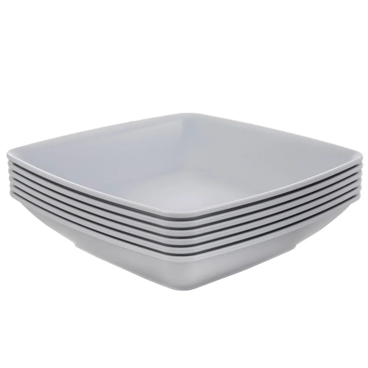 Talerze obiadowe głębokie plastikowe szare SANDY 17,5 cm, 500 ml 6 szt.