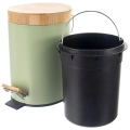 Kosz na śmieci metalowy z pedałem zielony GREENISH 5 l