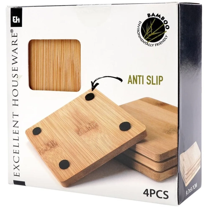Podstawki pod kubek drewniane 9,7 cm 4 szt.