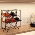 Stojak na wino metalowy czarny 9 butelek