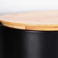 Chlebak stalowy z deską drewnianą czarny 34x18,5x15,5 cm