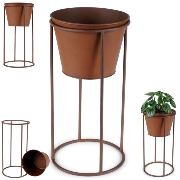 Osłonka na doniczkę na stojaku metalowa 41 cm
