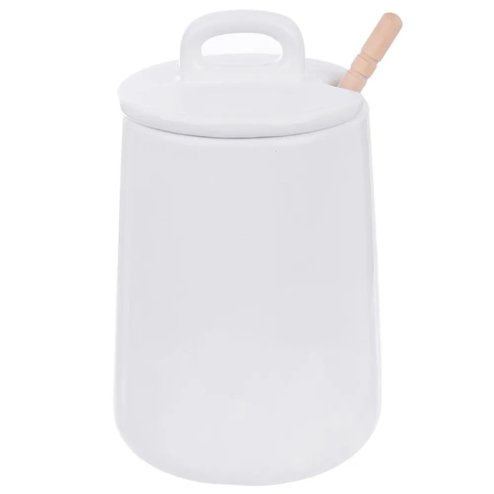 Pojemnik na miód z łyżką porcelanowy WHITELINE 470 ml