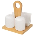 Solniczka i pieprzniczka porcelanowa ze stojakiem WHITELINE 3 el.