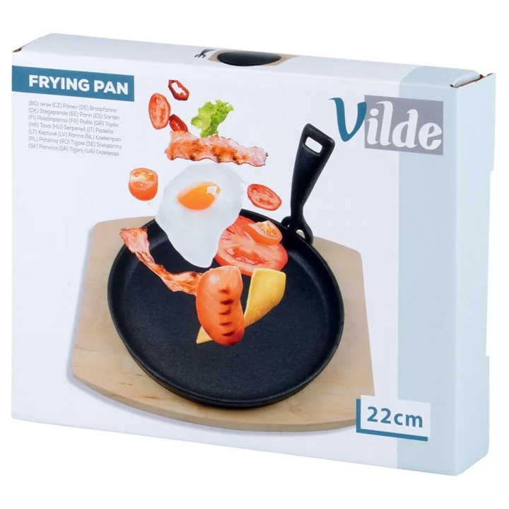 Patelnia do serwowania żeliwna z deską CAST LINE 22 cm