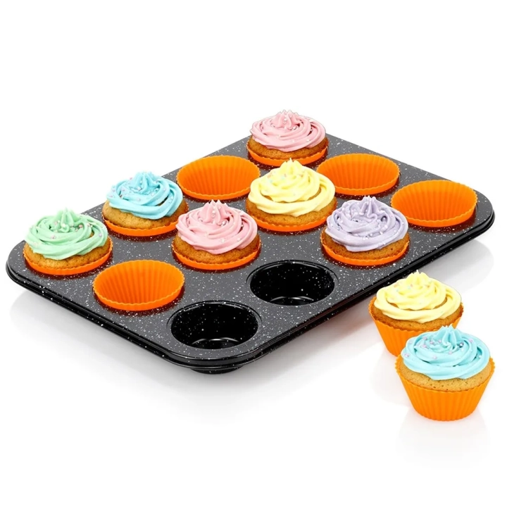 Forma do muffinek granitowa z foremkami silikonowymi 13 el.