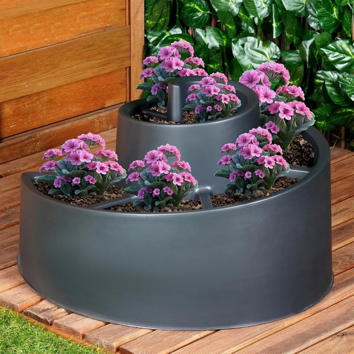 Kwietnik ogrodowy plastikowy czarny spiralny 53x43,5x32,5 cm