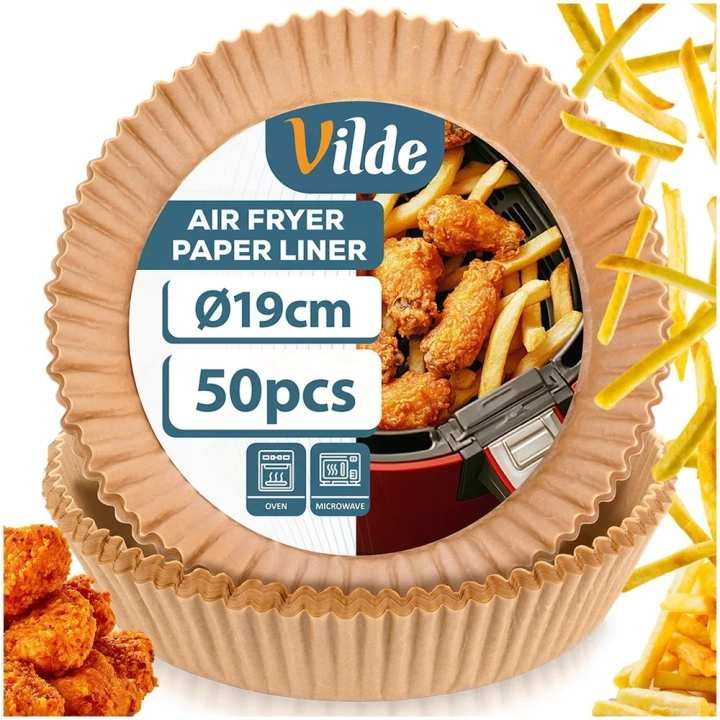 Wkład do frytkownicy beztłuszczowej Air Fryer papierowy okrągły 19 cm 50 szt.