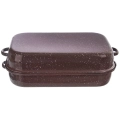 Brytfanna emaliowana z pokrywką prostokątna BROWN 14 l, 46x27,5 cm