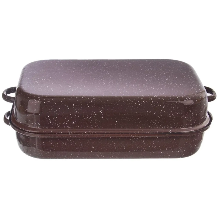 Brytfanna emaliowana z pokrywką prostokątna BROWN 14 l, 46x27,5 cm