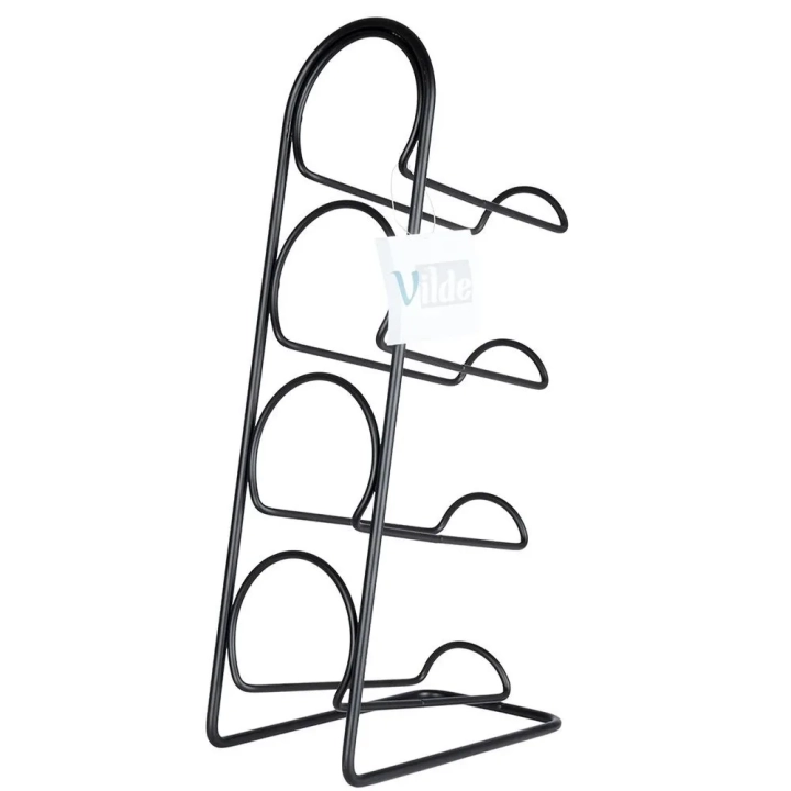 Stojak na wino metalowy czarny 4 butelki 21x43 cm
