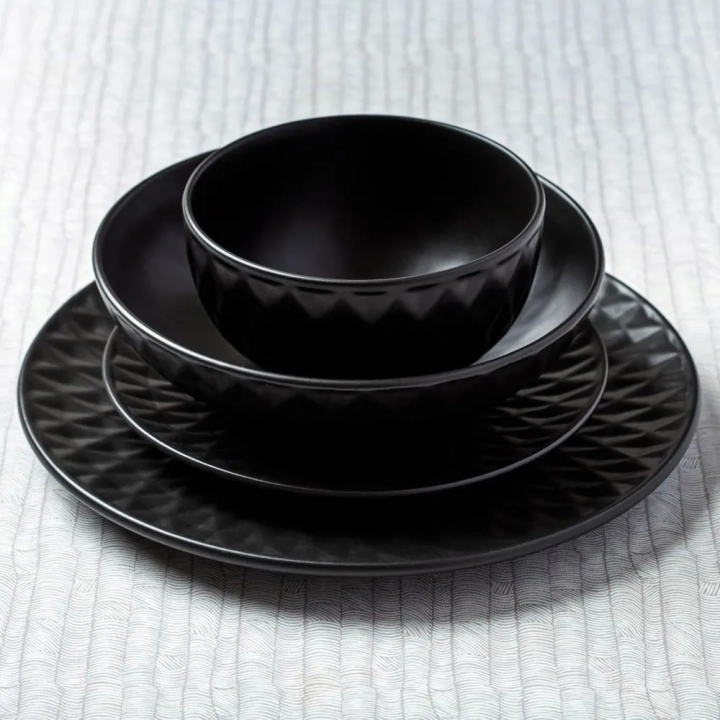 Talerz deserowy ceramiczny czarny SOHO 20 cm