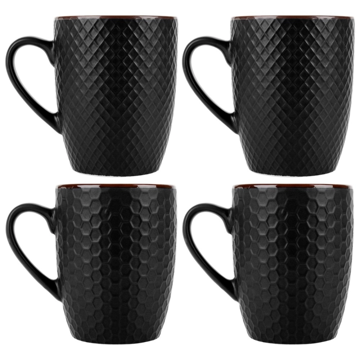Kubki ceramiczne czarne 400 ml 4 szt.