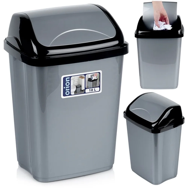 Kosz na śmieci plastikowy szary 10 l