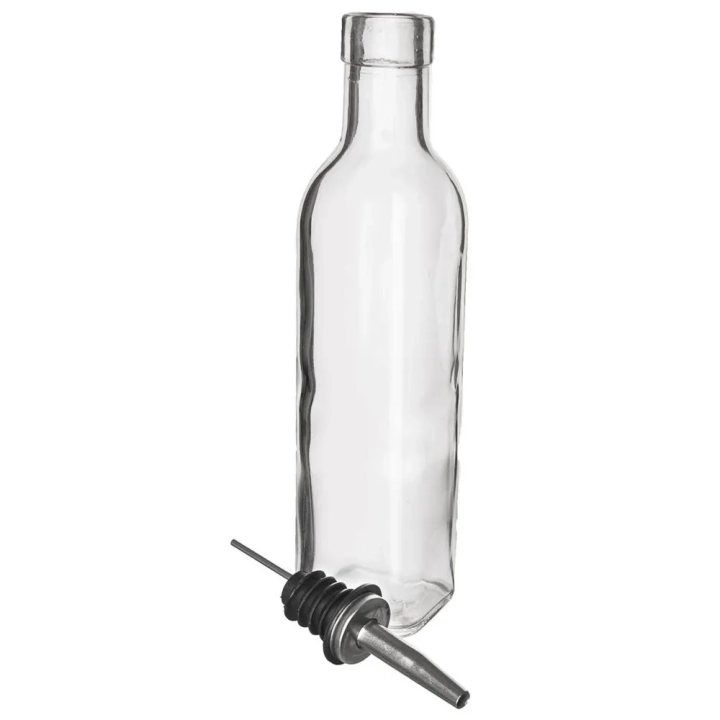 Butelki na oliwę i ocet szklane z dozownikiem w stojaku 2x 300 ml 3 el.