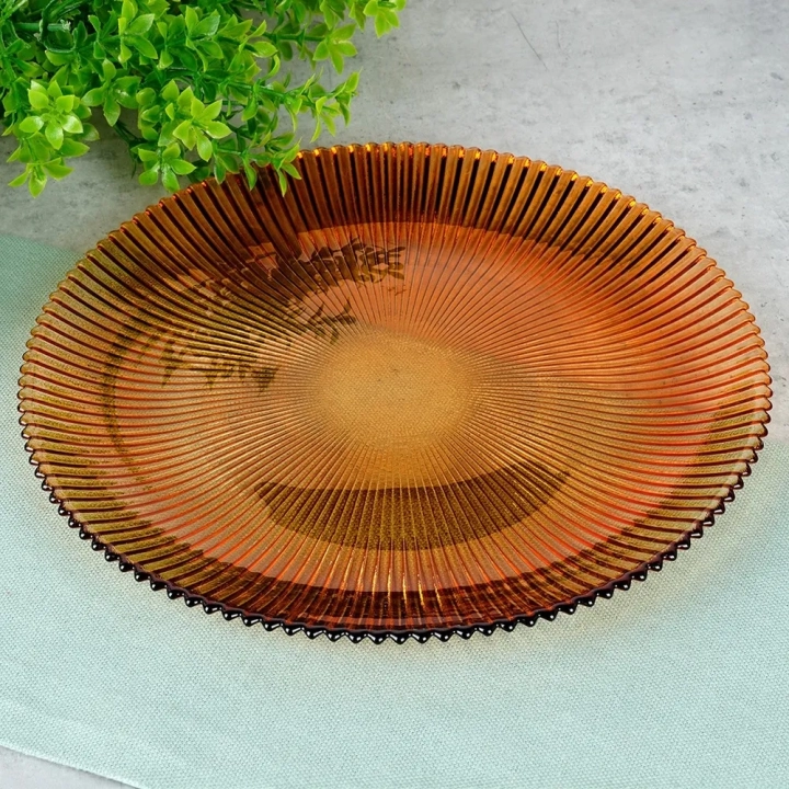 Talerz deserowy szklany bursztynowy 21 cm