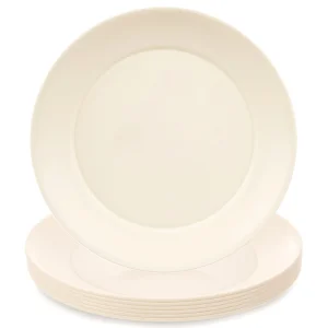Talerze obiadowe płytkie plastikowe kremowe SANDY 23,5cm 6 szt.