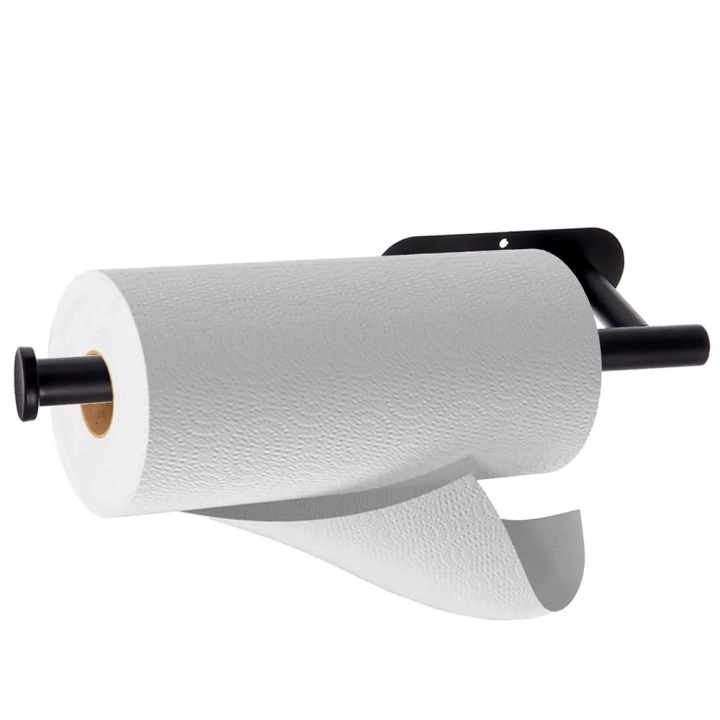 Wieszak na ręcznik papierowy metalowy czarny RADKA 33,5x9,2x4,5cm