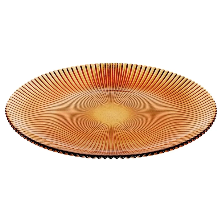 Talerz deserowy szklany bursztynowy 21 cm