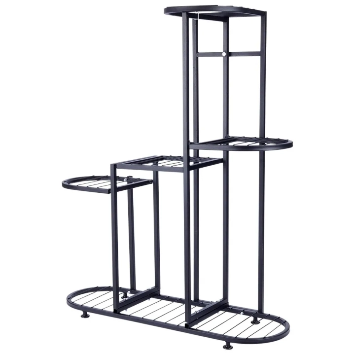 Kwietnik metalowy czarny 5-poziomowy 84,5 cm