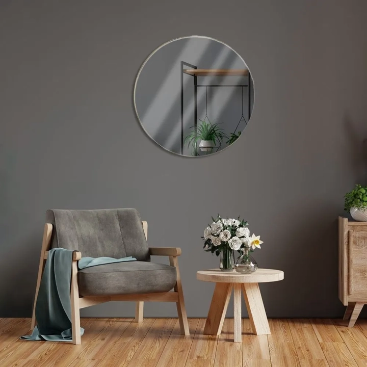 Lustro ścienne złote okrągłe 55 cm