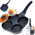 Patelnia do jajek granitowa 4 otwory BLACK LINE 19x19 cm