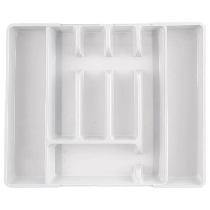 Wkład na sztućce do szuflady rozsuwany biały 36,5x27,5-44 cm