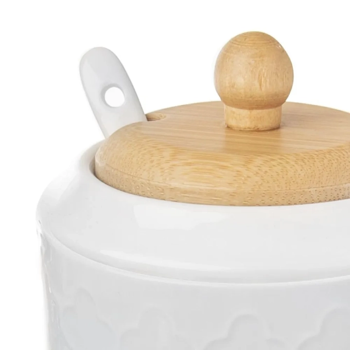 Cukierniczka z łyżeczką porcelanowa biała WHITELINE 350 ml