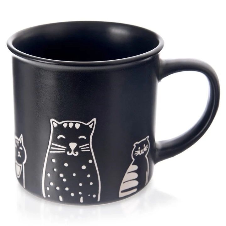 Kubek ceramiczny czarny koty 500 ml